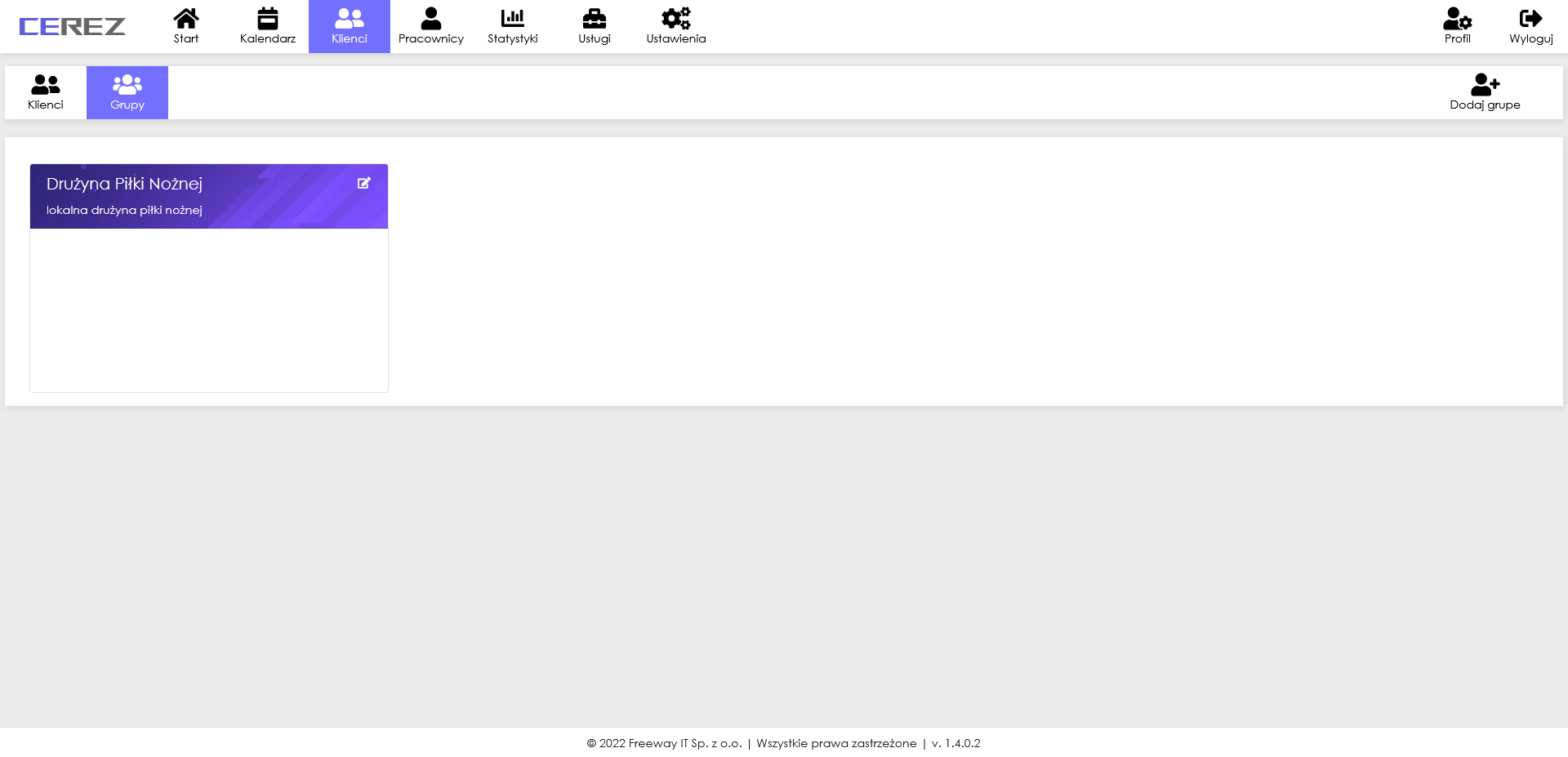 zrzut ekranu grup z aplikacji Cerez